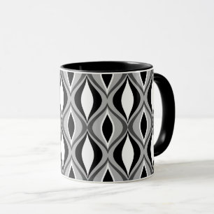 Mid-Century Modern Diamonds, Black, White and Gray Mug