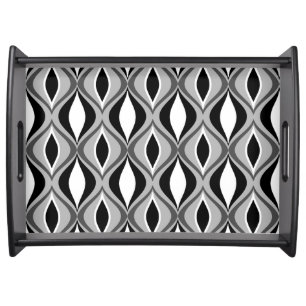 Mid-Century Modern Diamonds, Black, White and Gray Serving Tray