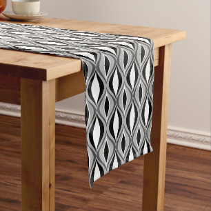 Mid-Century Modern Diamonds, Black, White and Gray Short Table Runner