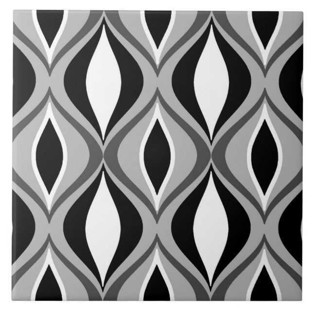 Mid-Century Modern Diamonds, Black, White and Gray Tile (Front)