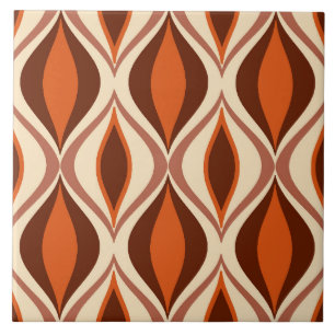 Mid-Century Modern Diamonds, Brown, Beige & Rust Ceramic Tile