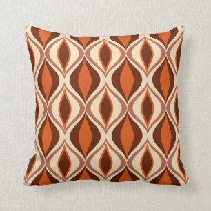 Mid-Century Modern Diamonds, Brown, Beige & Rust Throw Pillow