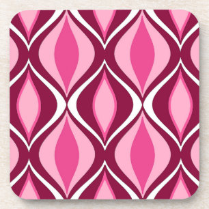 Mid-Century Modern Diamonds, Burgundy & Pink Beverage Coaster