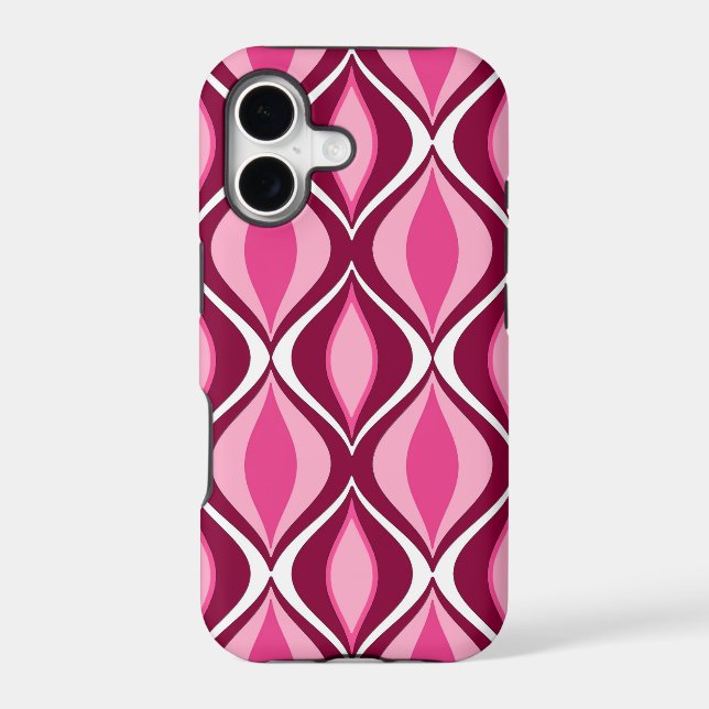 Mid-Century Modern Diamonds, Burgundy & Pink Case-Mate iPhone Case (Back)
