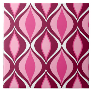 Mid-Century Modern Diamonds, Burgundy & Pink Ceramic Tile