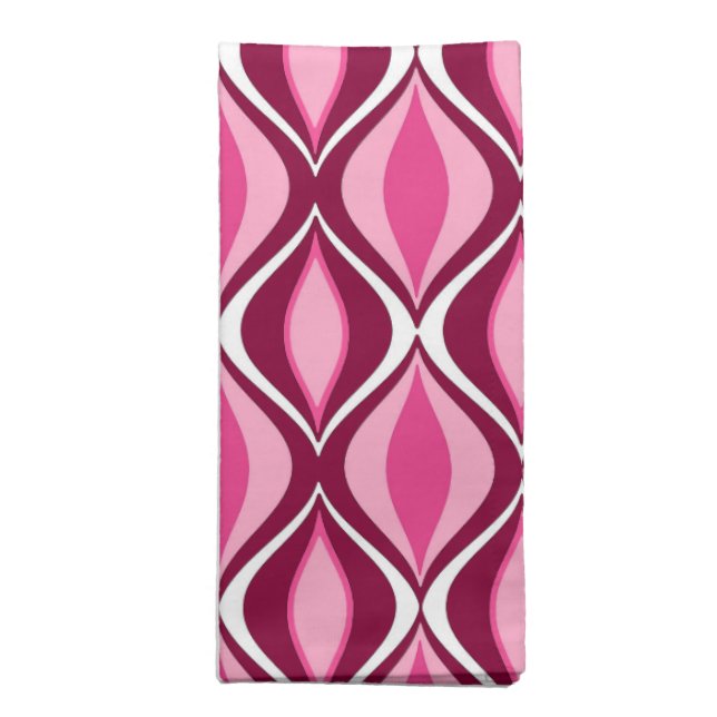 Mid-Century Modern Diamonds, Burgundy & Pink  Cloth Napkin (Folded)
