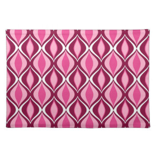 Mid-Century Modern Diamonds, Burgundy & Pink Cloth Placemat