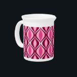 Mid-Century Modern Diamonds, Burgundy & Pink Pitcher<br><div class="desc">Pitcher in a Mid-Century Modern diamond pattern of nested marquise shapes - deep rose and pastel pink,  with burgundy / maroon,  and white accents</div>