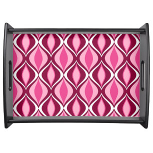 Mid-Century Modern Diamonds, Burgundy & Pink Serving Tray