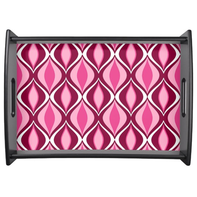 Mid-Century Modern Diamonds, Burgundy & Pink Serving Tray (Front)