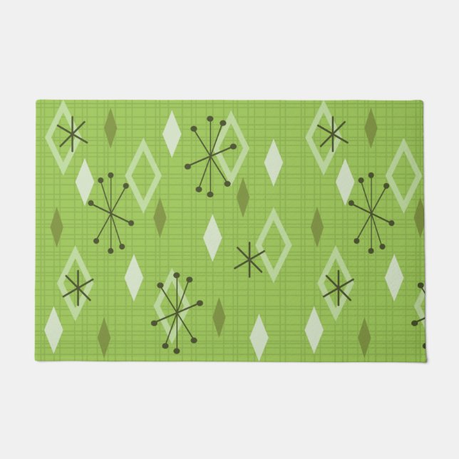 Mid Century Modern Diamonds Chartreuse Doormat (Front)