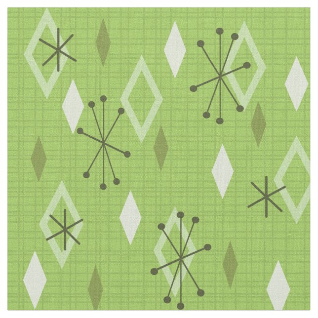 Mid Century Modern Diamonds Chartreuse Fabric (Close Up)