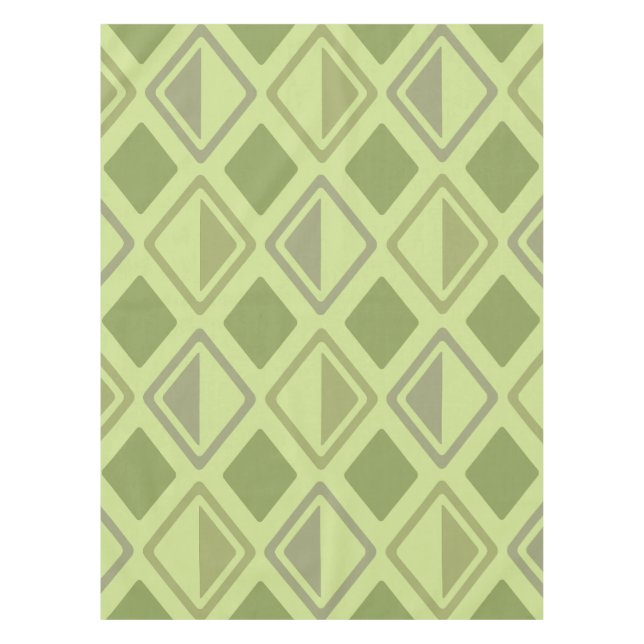 Mid Century Modern Diamonds Chartreuse Tablecloth (Front)