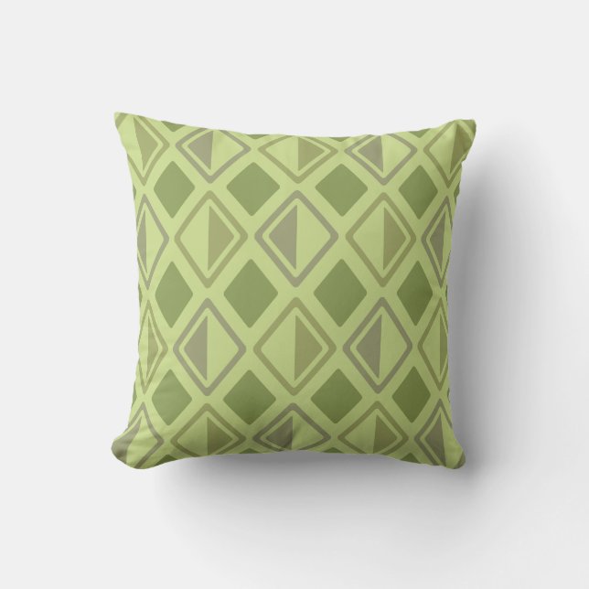 Mid Century Modern Diamonds Chartreuse Throw Pillow (Front)