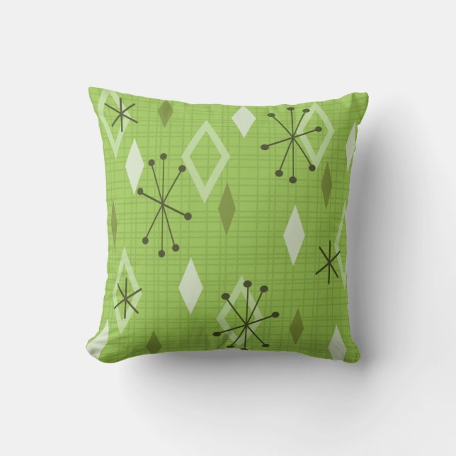 Mid Century Modern Diamonds Chartreuse Throw Pillow (Front)