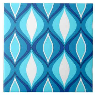 Mid-Century Modern Diamonds, Denim Blues Ceramic Tile