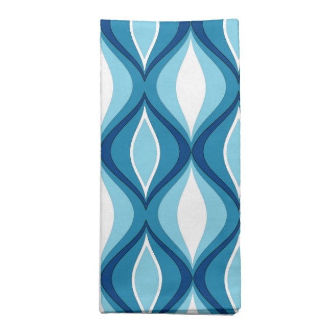 Mid-Century Modern Diamonds, Denim Blues Cloth Napkin (Folded)