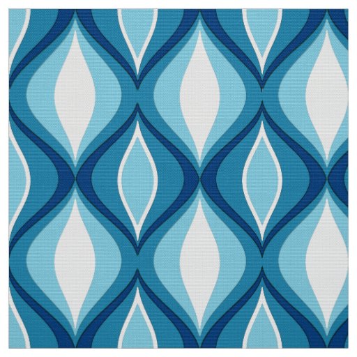 Mid-Century Modern Diamonds, Denim Blues Fabric