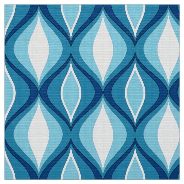 Mid-Century Modern Diamonds, Denim Blues Fabric (Swatch)