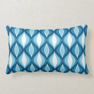 Mid-Century Modern Diamonds, Denim Blues Lumbar Pillow