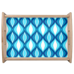 Mid-Century Modern Diamonds, Denim Blues Serving Tray