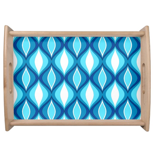 Mid-Century Modern Diamonds, Denim Blues Serving Tray (Front)