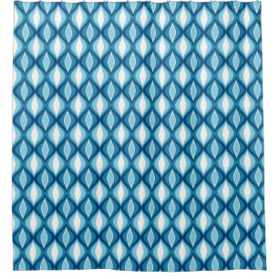 Mid-Century Modern Diamonds, Denim Blues Shower Curtain