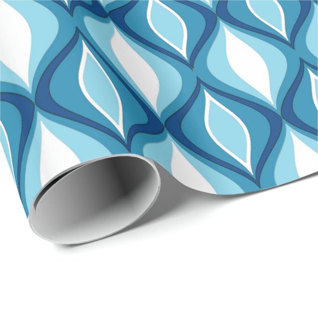 Mid-Century Modern Diamonds, Denim Blues Wrapping Paper (Roll Corner)