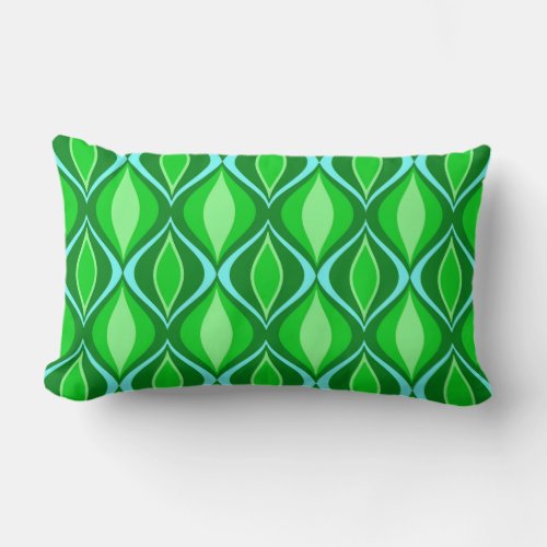 Mid_Century Modern Diamonds Emerald Green Lumbar Pillow