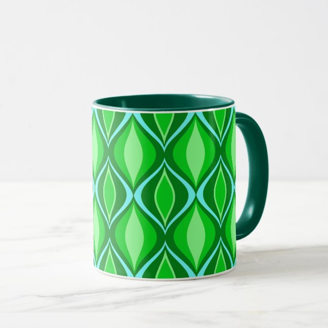 Mid-Century Modern Diamonds, Emerald Green Mug (Front Right)