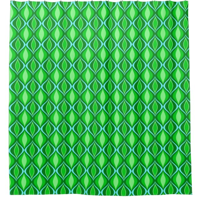 Mid-Century Modern Diamonds, Emerald Green Shower Curtain (Front)