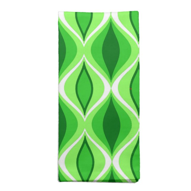 Mid-Century Modern Diamonds, Emerald & Lime Green  Cloth Napkin (Folded)