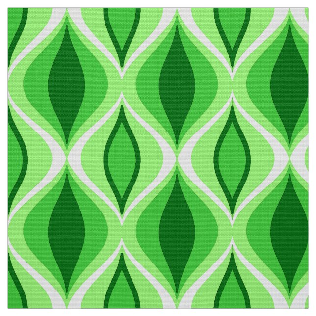 Mid-Century Modern Diamonds, Emerald & Lime Green Fabric (Swatch)