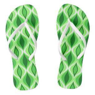 Mid-Century Modern Diamonds, Emerald & Lime Green Flip Flops