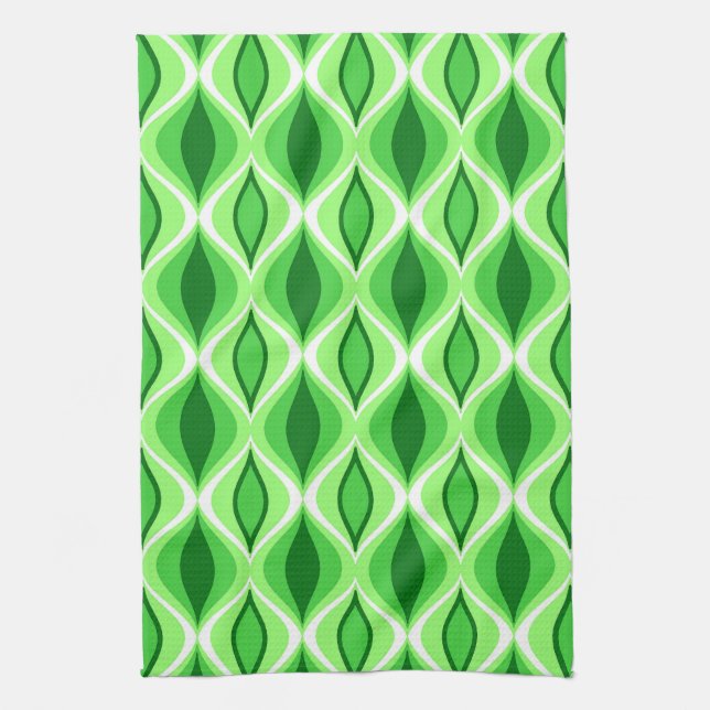 Mid-Century Modern Diamonds, Emerald & Lime Green Towel (Vertical)
