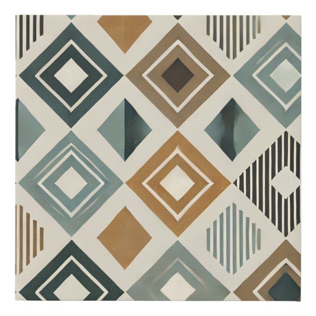  Mid-Century Modern Diamonds Faux Canvas Print (Front)
