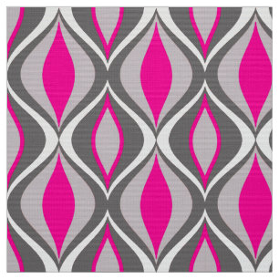 Mid-Century Modern Diamonds, Fuchsia and Gray Fabric