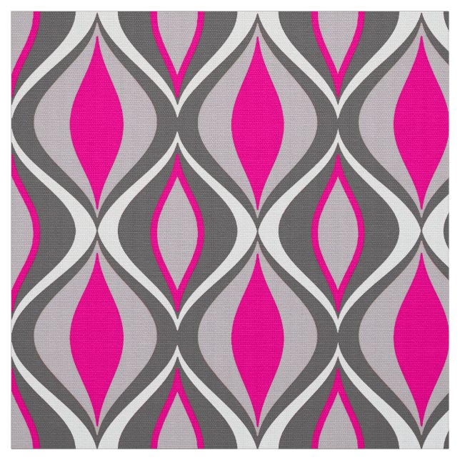 Mid-Century Modern Diamonds, Fuchsia and Gray Fabric (Swatch)