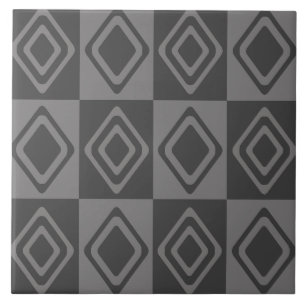 Mid Century Modern Diamonds Gray Ceramic Tile
