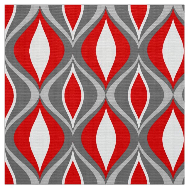 Mid-Century Modern Diamonds, Gray / Grey & Red Fabric (Swatch)