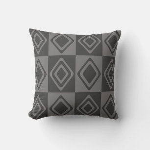 Mid Century Modern Diamonds Gray Throw Pillow