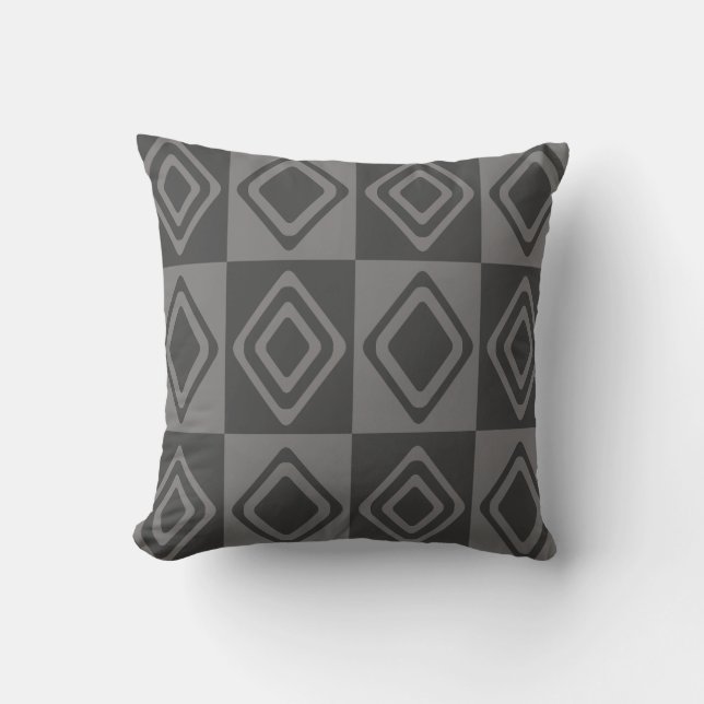 Mid Century Modern Diamonds Gray Throw Pillow (Front)