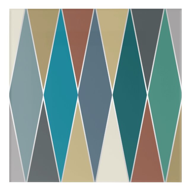 Mid Century Modern Diamonds (Large) Acrylic Print (Front)