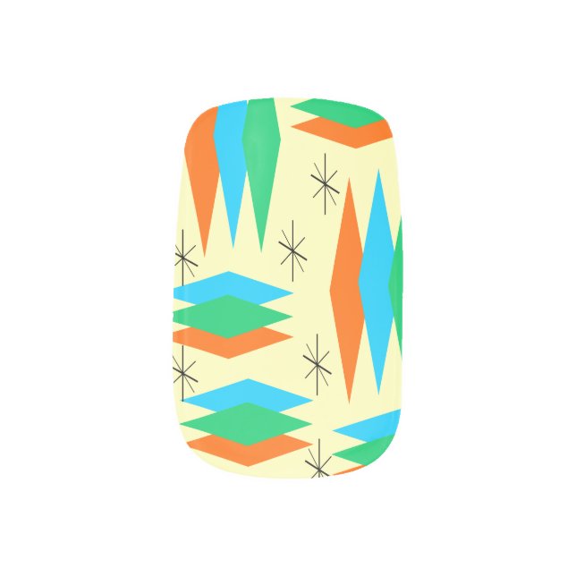 Mid-Century Modern Diamonds Minx Nail Art (Left Thumb)