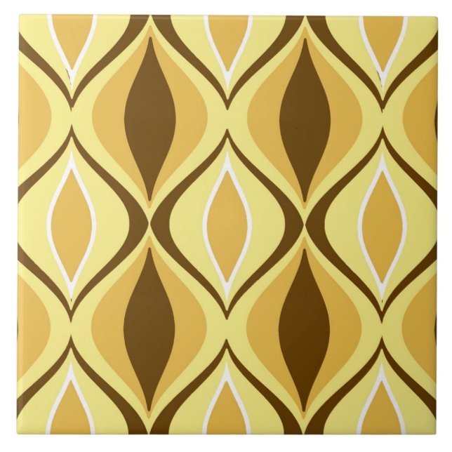 Mid-Century Modern Diamonds, Mustard Gold Ceramic Tile (Front)