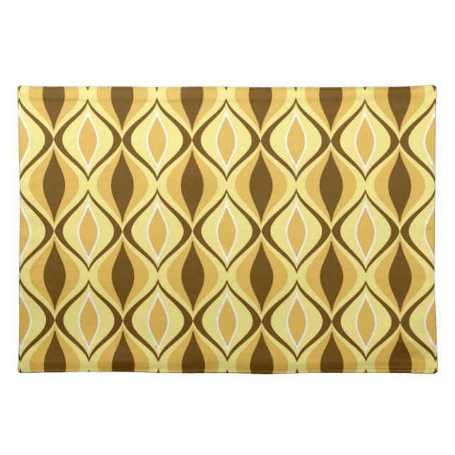 Mid-Century Modern Diamonds, Mustard Gold  Cloth Placemat (Front)
