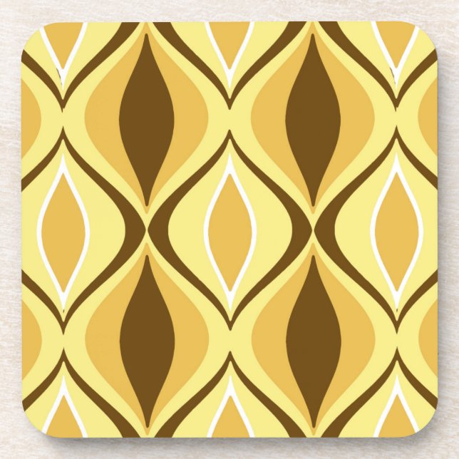 Mid-Century Modern Diamonds, Mustard Gold Drink Coaster (Front)