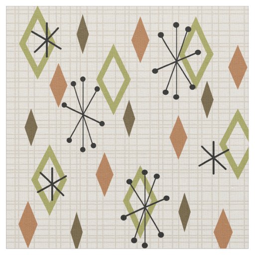 Mid Century Modern Diamonds Nature Earth Tones Fabric