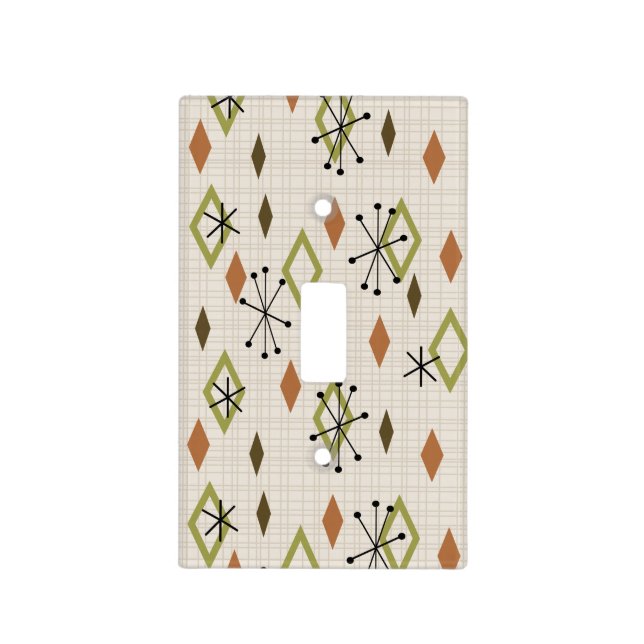 Mid Century Modern Diamonds Nature Earth Tones Light Switch Cover (Front)