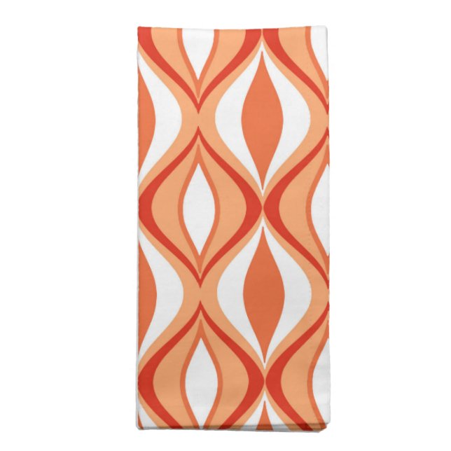 Mid-Century Modern Diamonds, Orange and White Cloth Napkin (Folded)